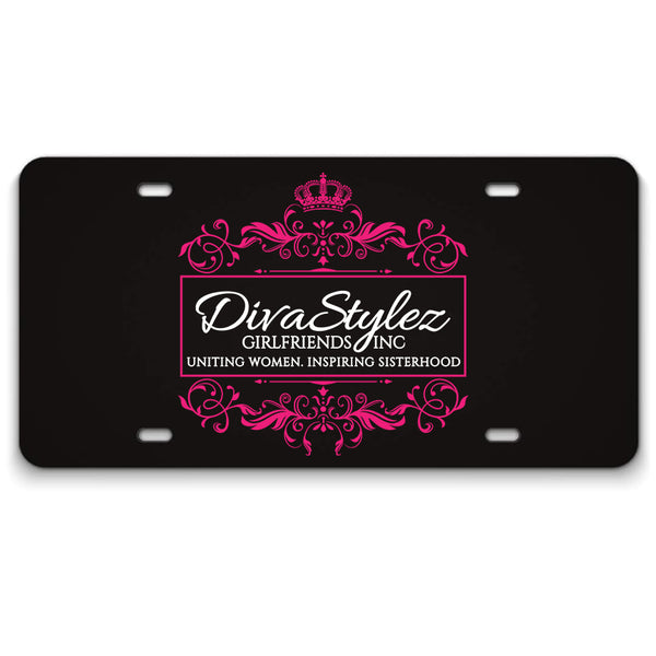DivaStylez Girlfriends License Plate - black