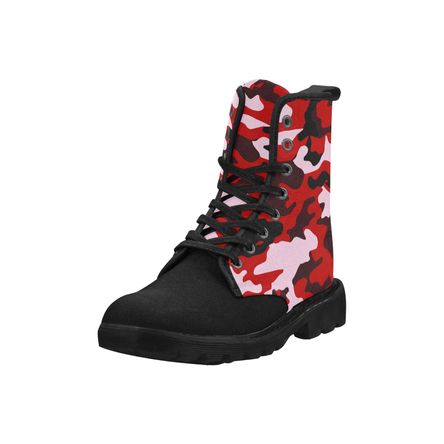 Red and black combat boots sales