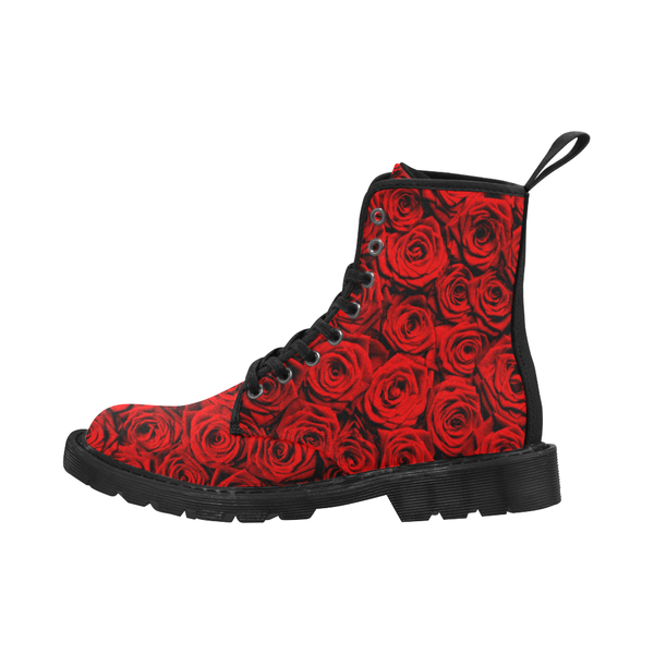 Red Roses Combat Boots