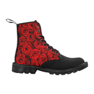 Red Roses Combat Boots - black